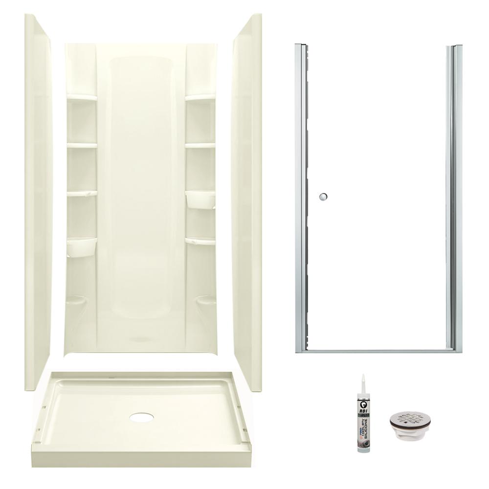 STERLING STORE+ 34 in. x 36 in. x 75.75 in. Center Drain Alcove Shower