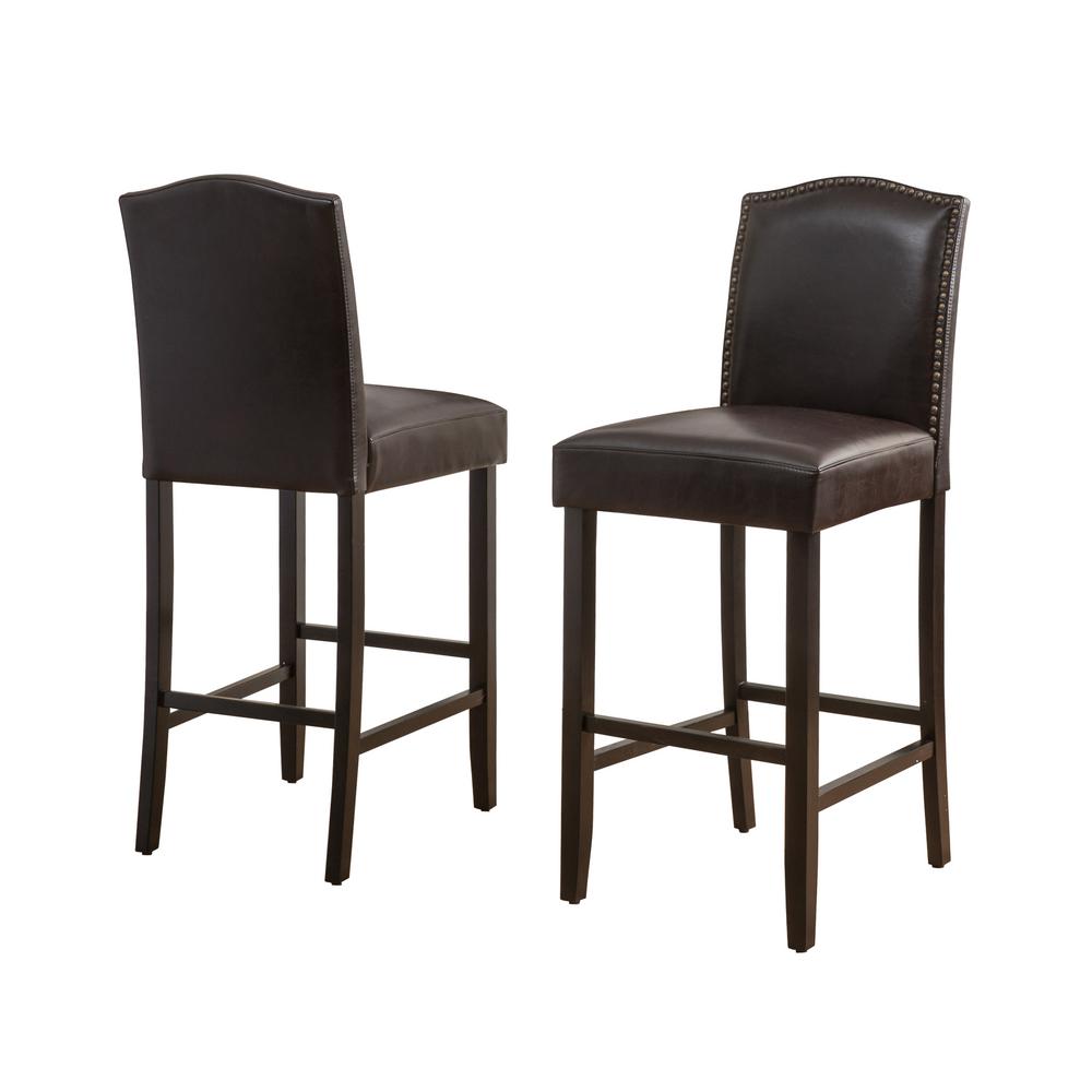 Noble House Markson 45 In Brown Cushioned Bar Stool Set Of 2 Brown Cushioned Bar Stool Set Of 2