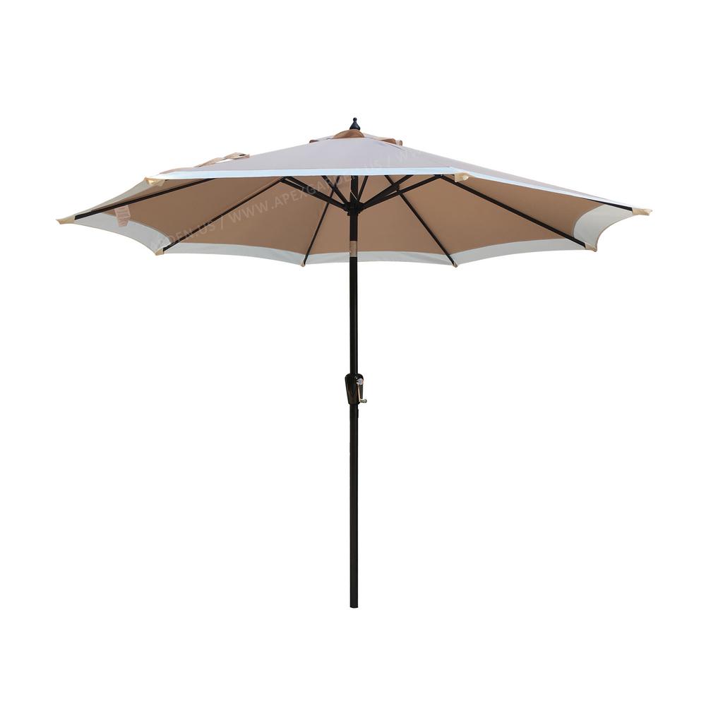 Apex Garden 9 Ft 8 Ribs Steel Market Crank Tilt Patio Umbrella In Steel Market Crank Tilt Patio Umbrella