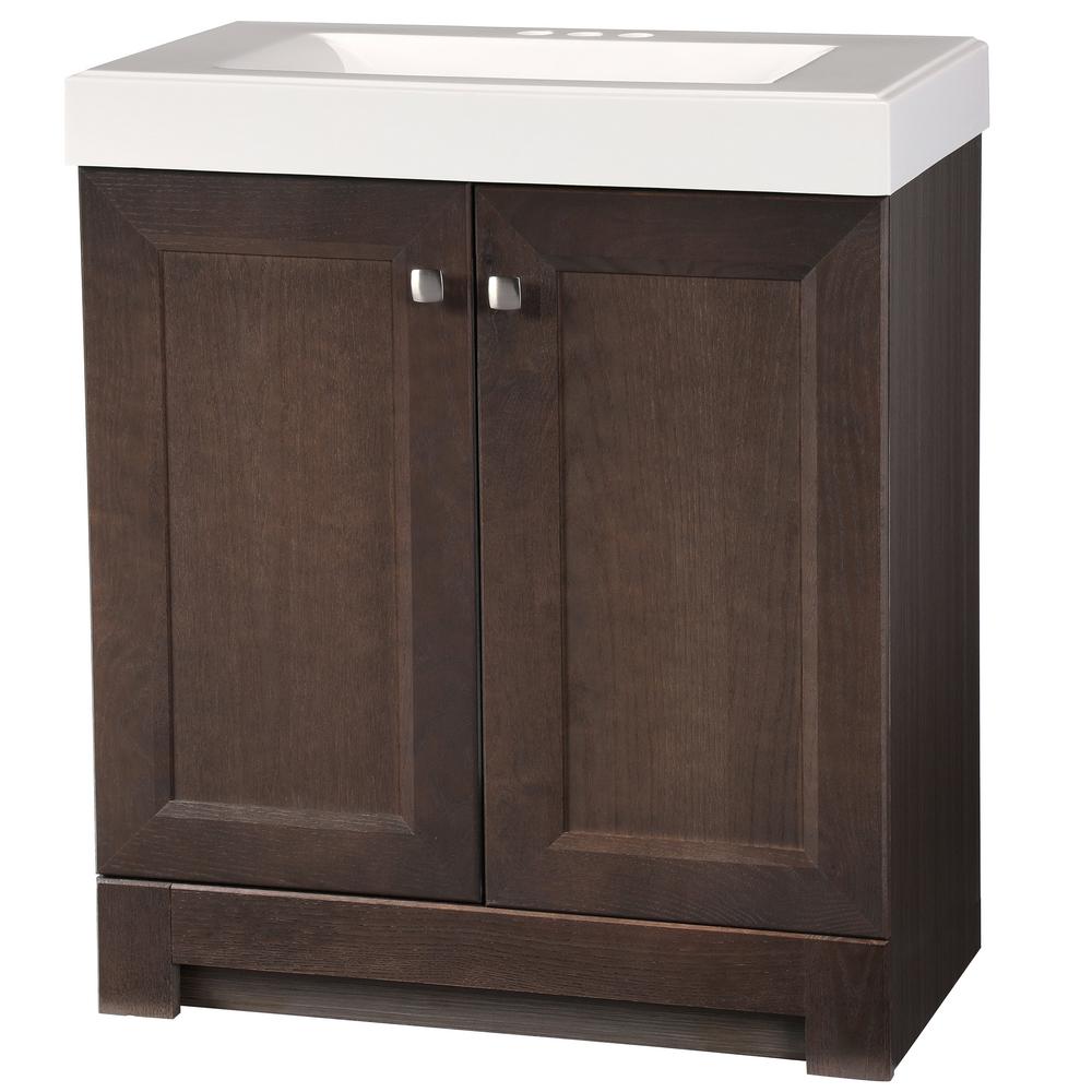 Glacier Bay Shaila 305 In W Bath Vanity In Gray Oak With Cultured Marble Vanity Top In White With White Sink Ppsofgok30 The Home Depot