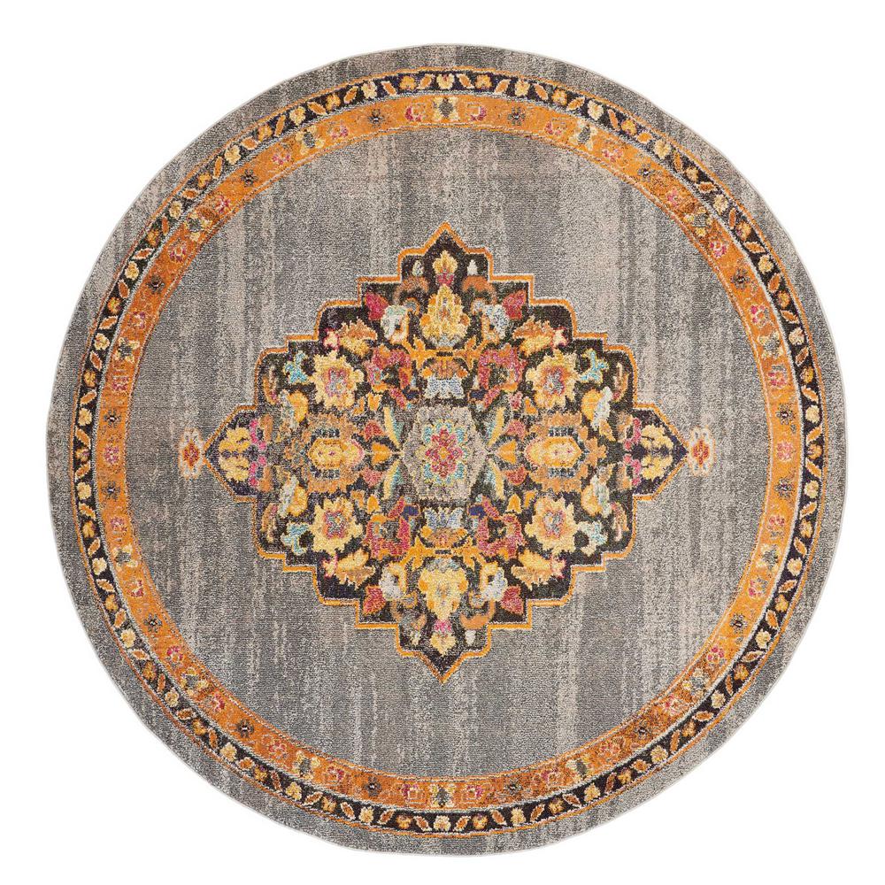 Nourison Passionate 8 Round Grey Multicolor Persian Area Rug