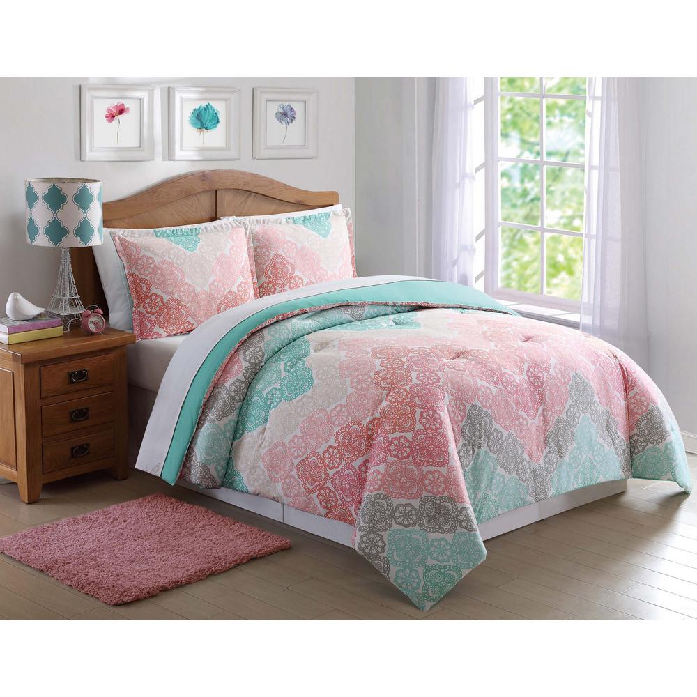 Antique Lace Chevron 3 Piece Pink Full And Queen Comforter Set Antique Lace Chevron 3 Piece Pink Full And Queen Comforter Set