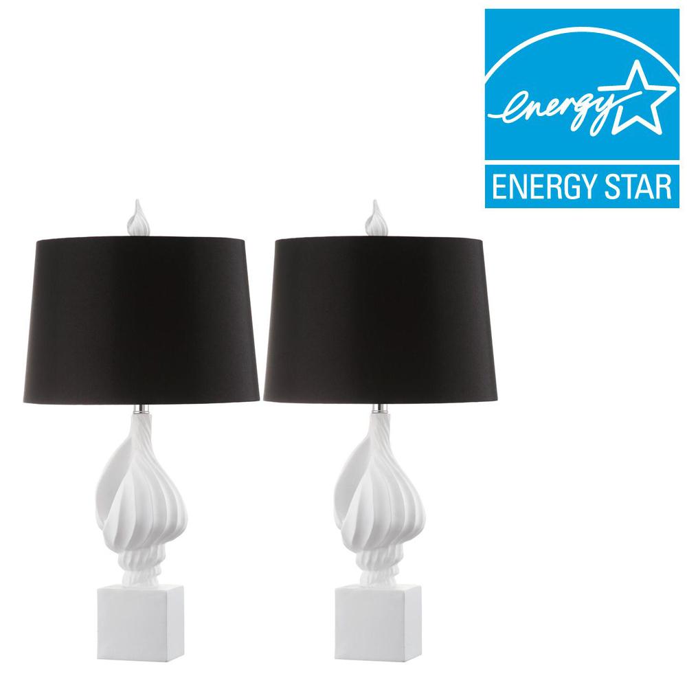 Safavieh Black Energy Star Table Lamps The Home Depot White Table Lamp With Black Shade Set Of 2