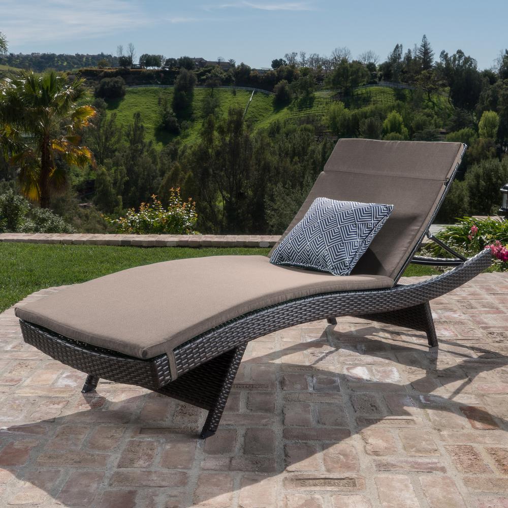 Noble House Miller MultiBrown Armless Wicker Outdoor Chaise Lounge