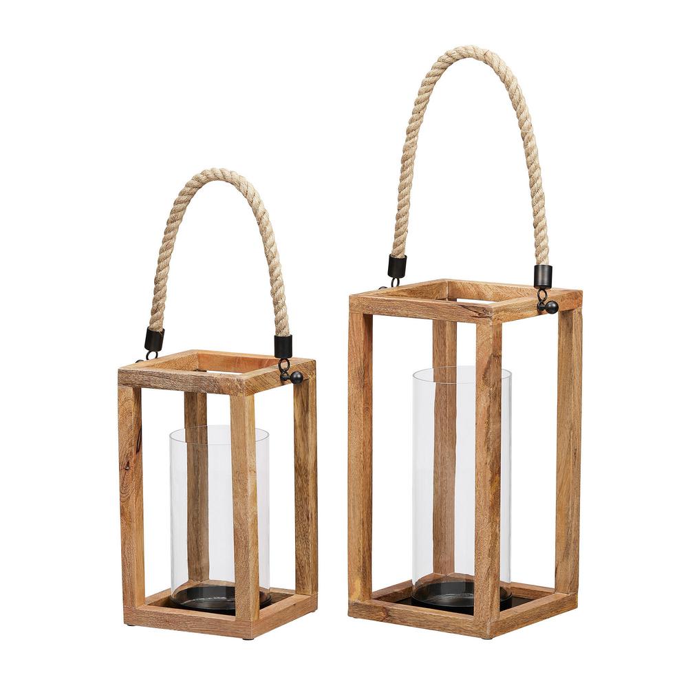 StyleWell Natural Mango Wood Candle Hanging or Tabletop Lantern with Rope Handle (Set of 2) was $79.0 now $36.83 (53.0% off)