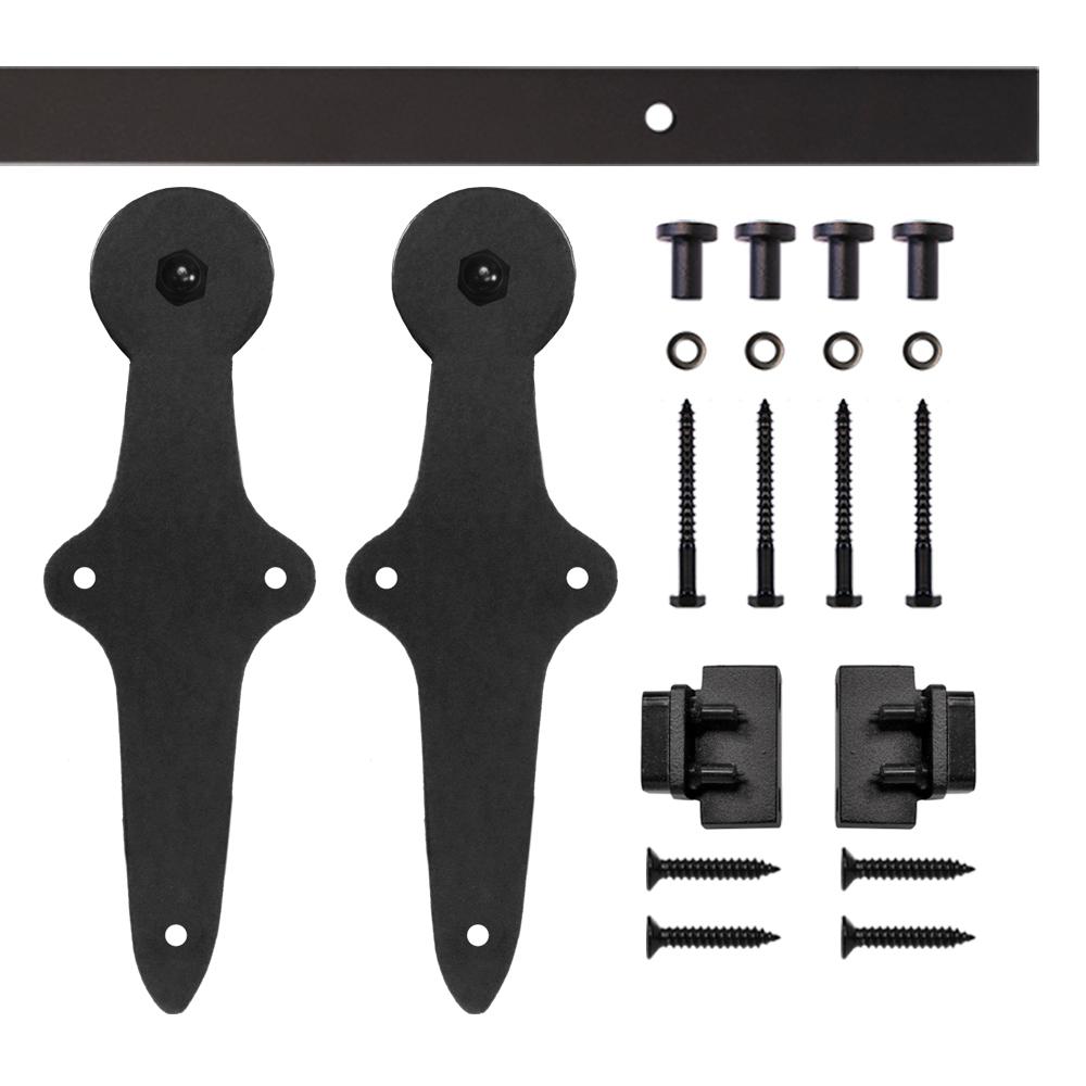 Quiet Glide Black Wright Rolling Single Furniture Door Kit with 5 ft