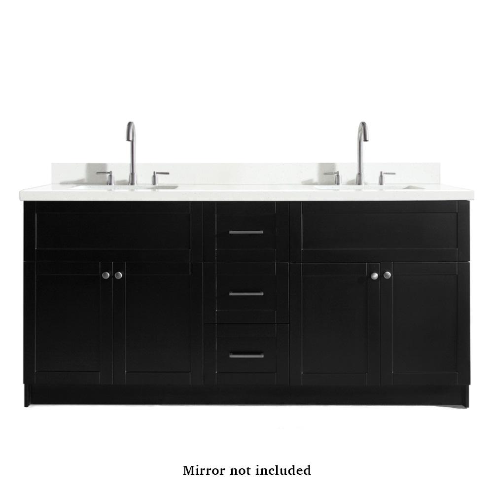 Ariel Hamlet 73 In Bath Vanity Black With Quartz Top White Basins - White Vanity Black Countertop Ariel Hamlet 73 In Bath Vanity Black With Quartz Top White Basins - White Vanity Black Countertop