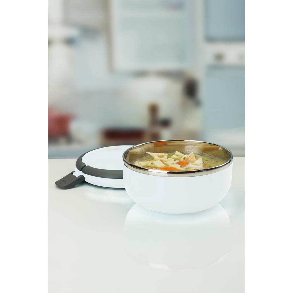 Kennedy International Kitchen Details Stainless Steel 2-Tier White Insulated Lunch Box