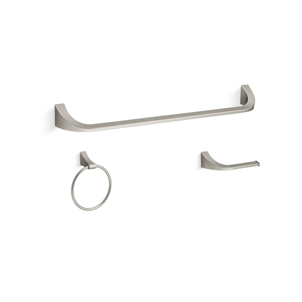KOHLER Katun 3Piece Bathroom Hardware Set in Vibrant Brushed NickelK