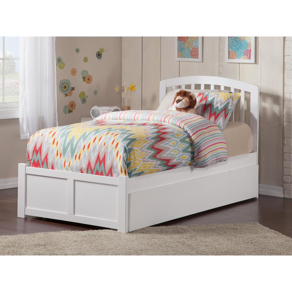 Richmond White Twin Platform Bed With Flat Panel Foot Board And Twin Size Urban Trundle Bed