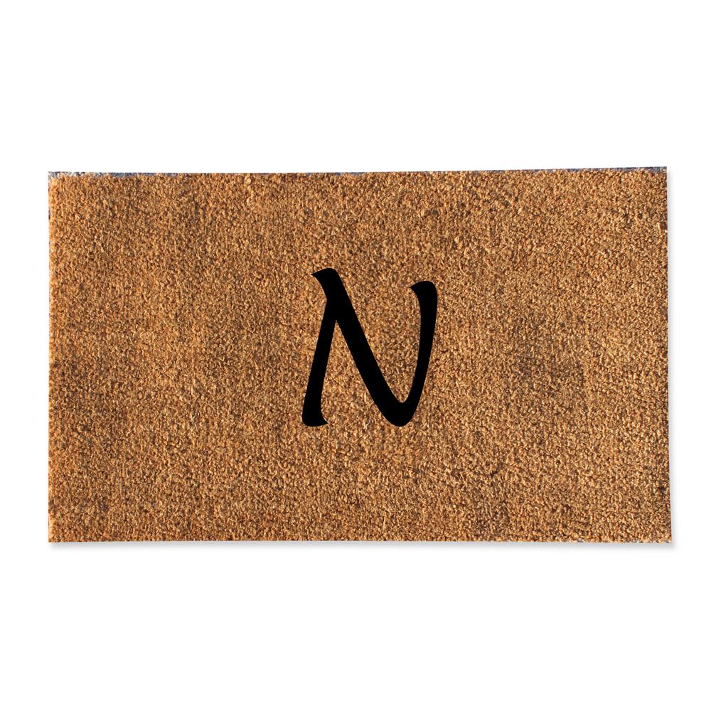 A1HC First Impression Plain 18 in. x 30 in. Coir Monogrammed N Door Mat