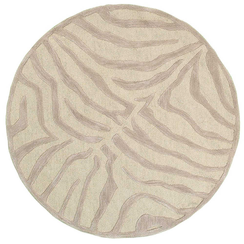LR Resources Fashion Taupe/Silver Zebra 3 ft. x 3 ft. Plush Round