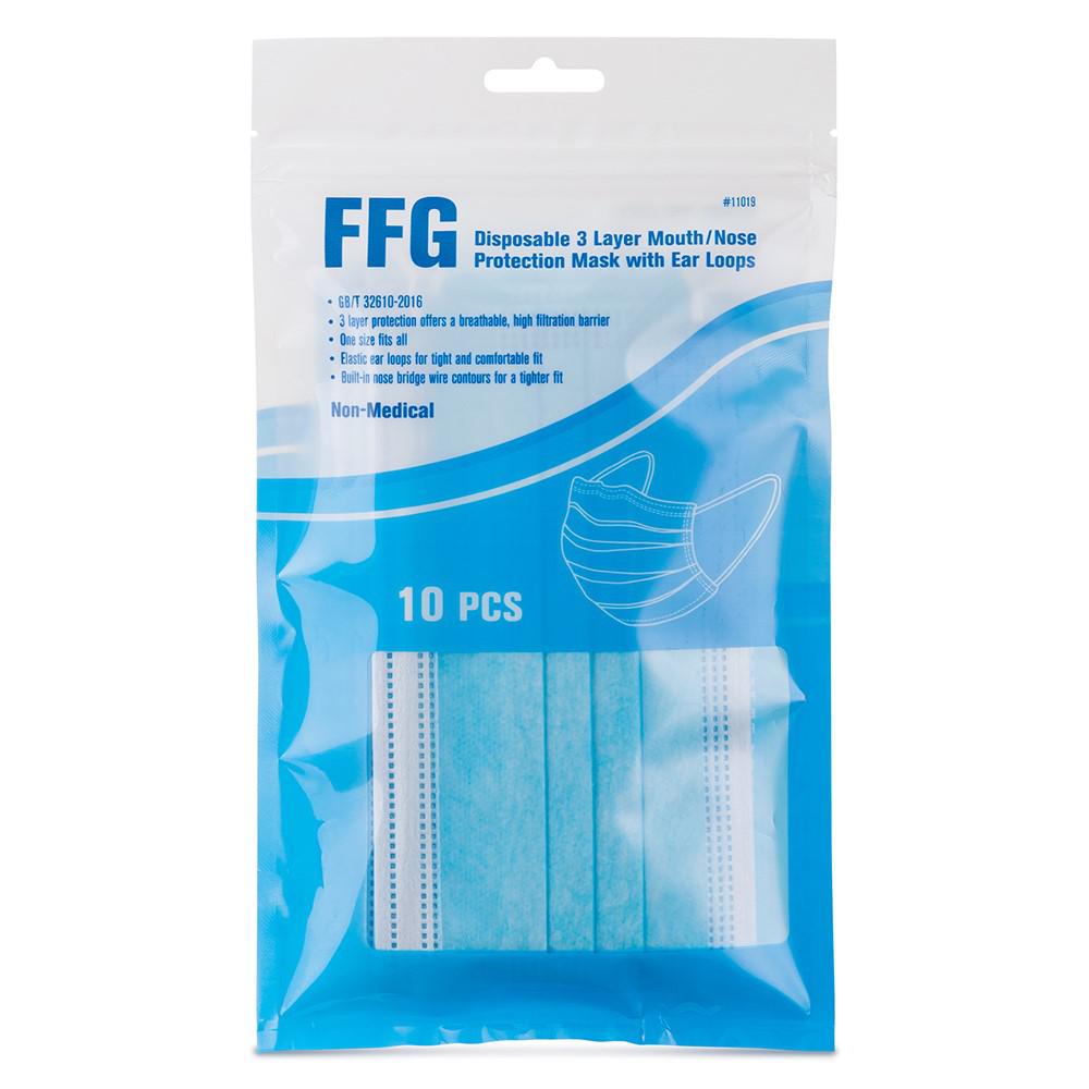 FFG 3Ply Disposable Face Mask (Resealable 10Pack)11019 The Home Depot