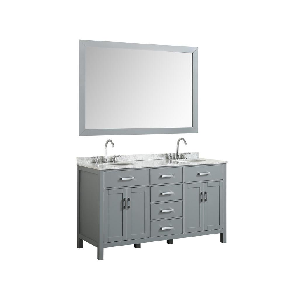 Belmont Decor Hampton 61 in. Bath Vanity in Gray with Marble Vanity Top