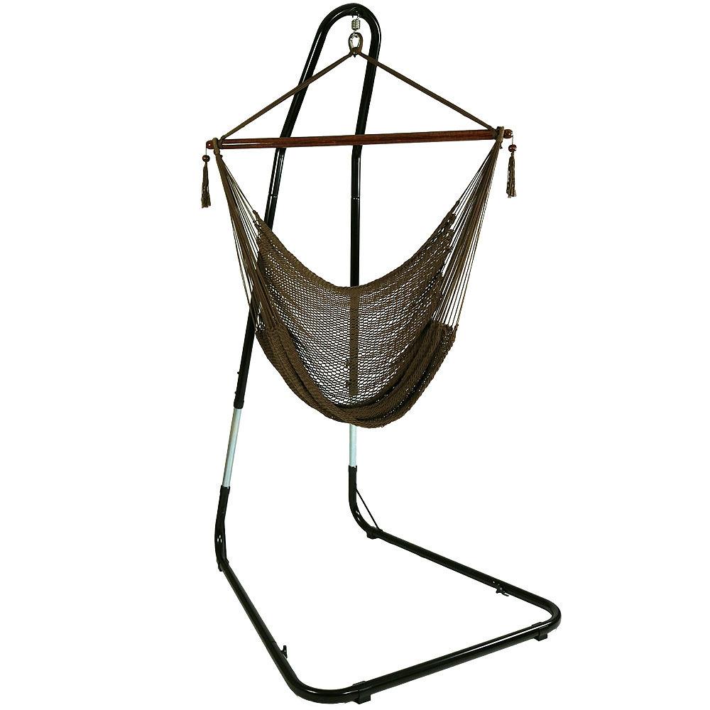 Sunnydaze Decor 4 Ft Hanging Caribbean Xl Hammock Chair With Adjustable Stand In Mocha