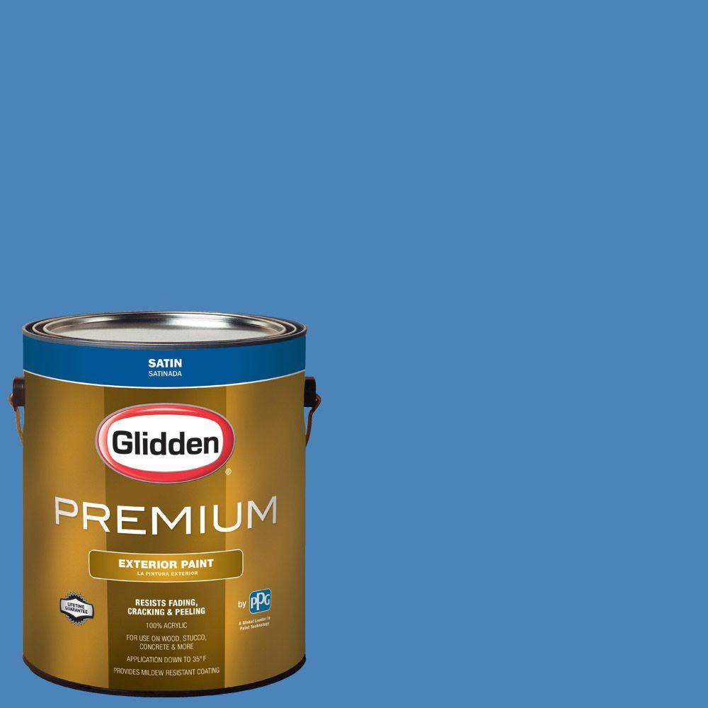 Glidden Premium 1gal. HDGV14 Bright Cornflower Blue Satin Latex Exterior PaintHDGV14PX01SA