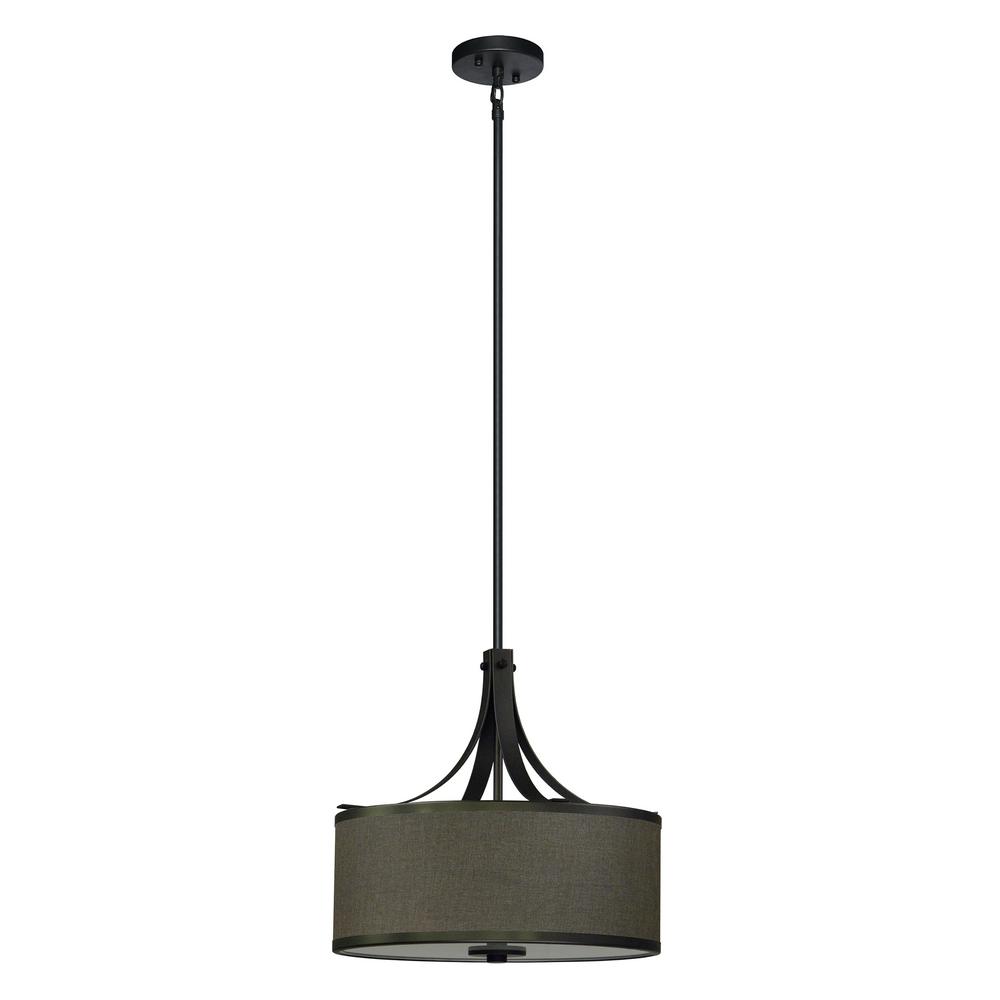 Illumine 3 Light Ebony Bronze Chandelier With Brown Fabric Shade Illumine 3 Light Ebony Bronze Chandelier With Brown Fabric Shade
