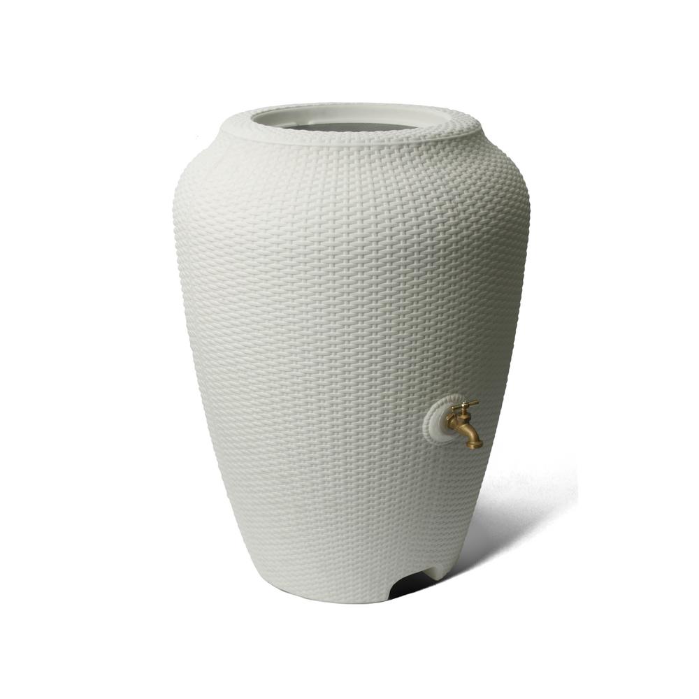 Algreen Wicker 50 Gal. White Rain Barrel81414 The Home Depot