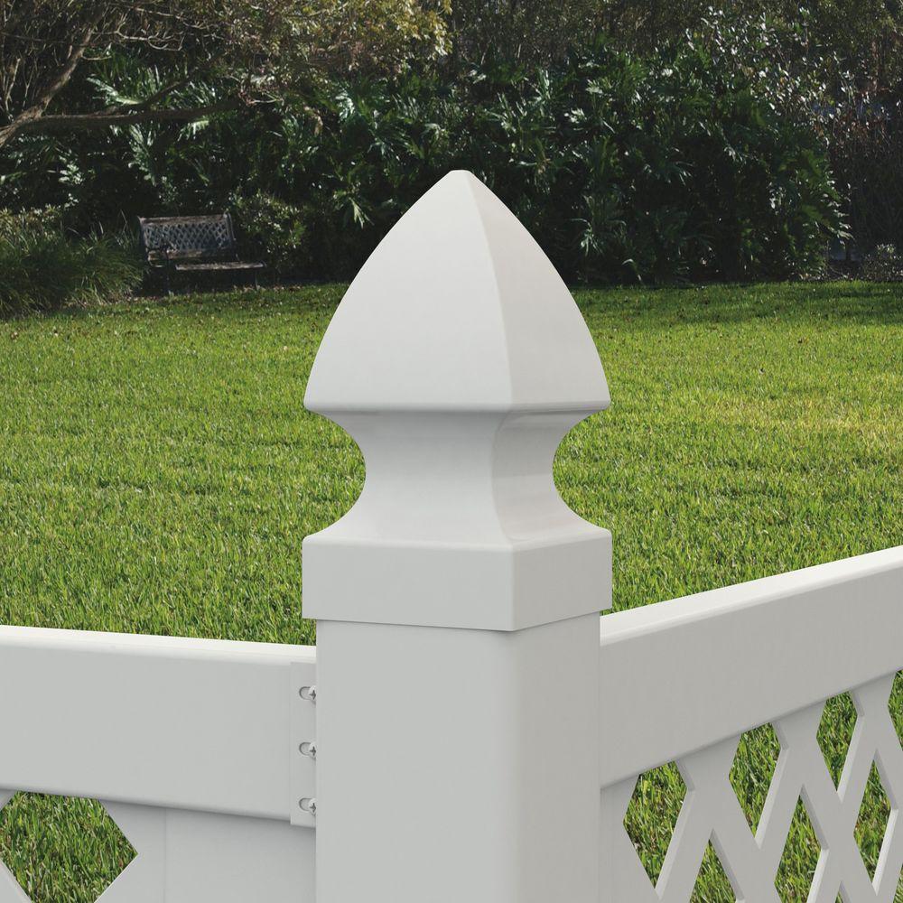 Veranda Lewiston 6 Ft H X 6 Ft W White Vinyl Lattice Top Fence Panel 128011 The Home Depot