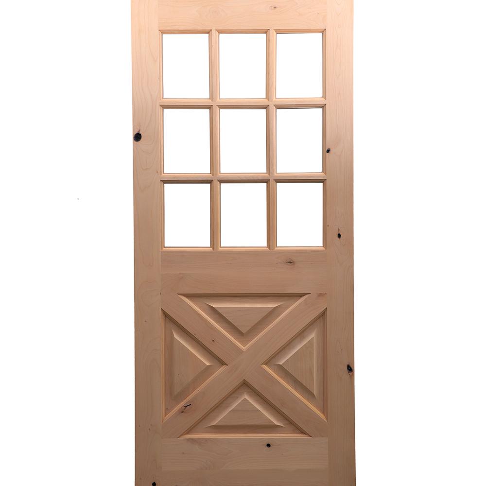 krosswood-doors-36-in-x-96-in-rustic-knotty-alder-9-lite-clear-glass