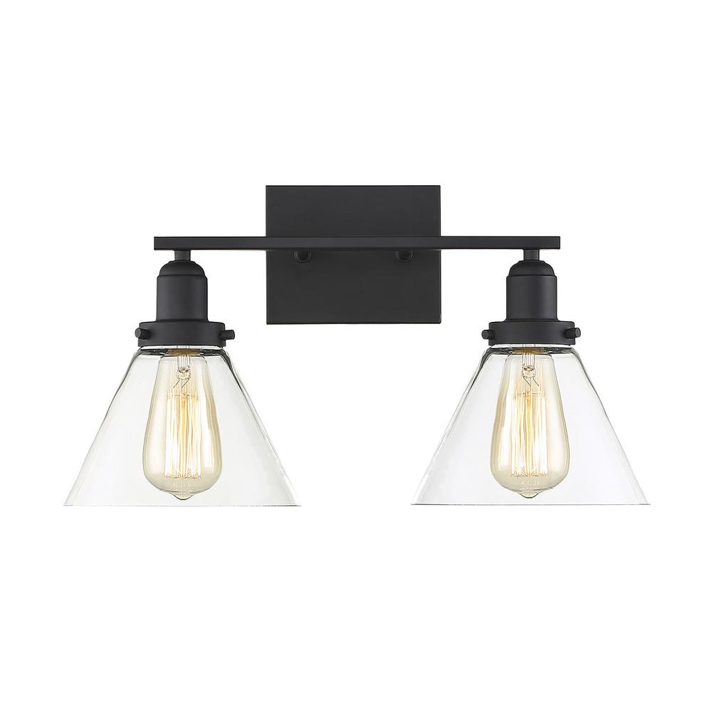 Filament Design 17 75 In 2 Light Black Vanity With Clear Glass