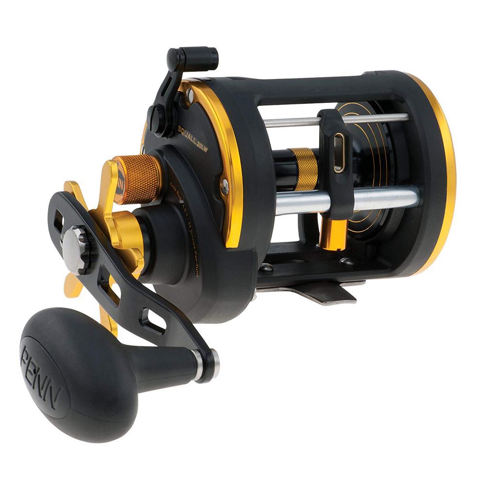 Penn Squall Levelwind Saltwater Fish Trolling Fishing Reel Black And Gold Sql20lw The Home Depot