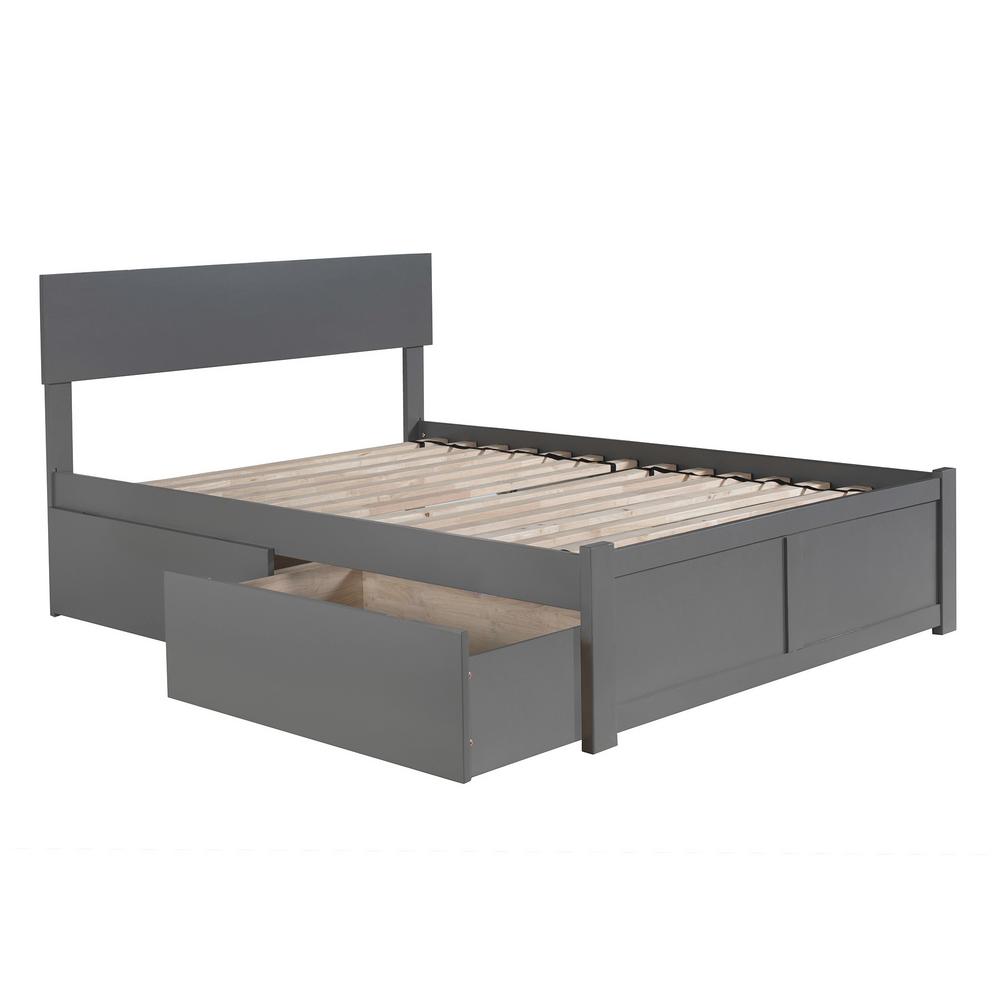 Atlantic Furniture Orlando King Platform Bed With Flat Panel Foot Orlando King Platform Bed With Flat Panel Foot Board And 2 Urban Drawers In Grey