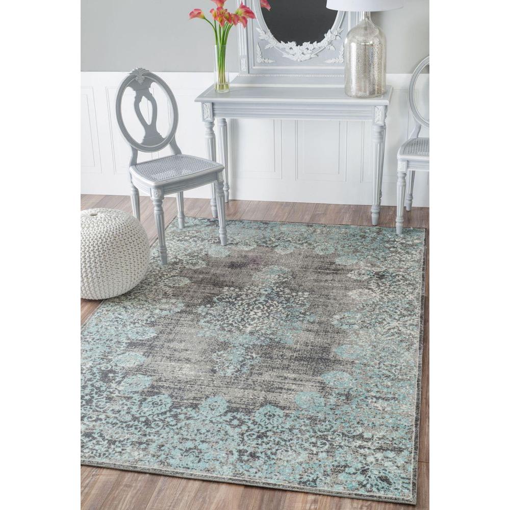 Nuloom Lacy Vintage Fl Teal 8 X 10 Area Rug