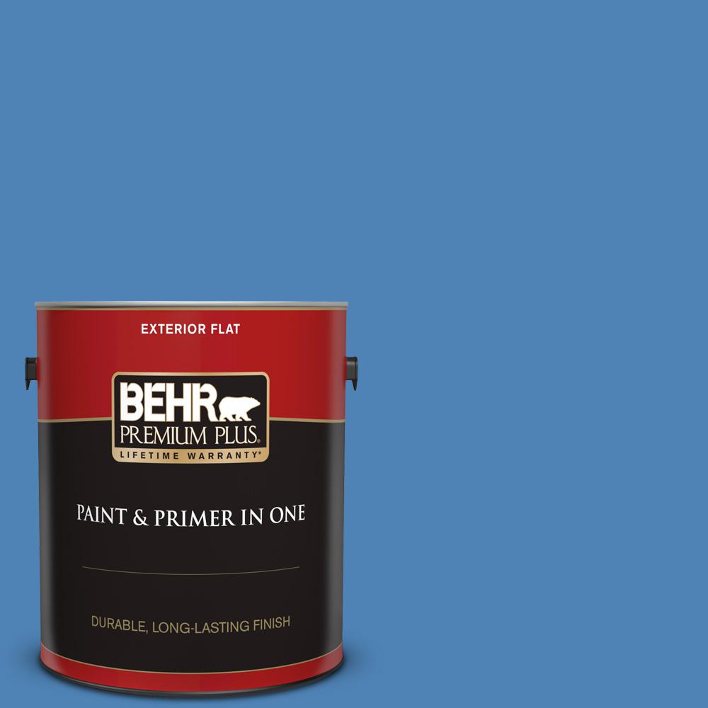 Behr Premium Plus 1 Gal Ppu15 06 Neon Blue Flat Exterior Paint And Ppu15 06 Neon Blue Flat Exterior Paint And Primer In One