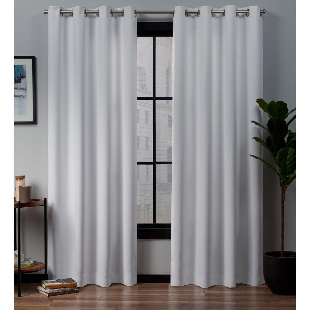 Unbranded Academy White Blackout Grommet Top Curtain Panel 52 in. W x