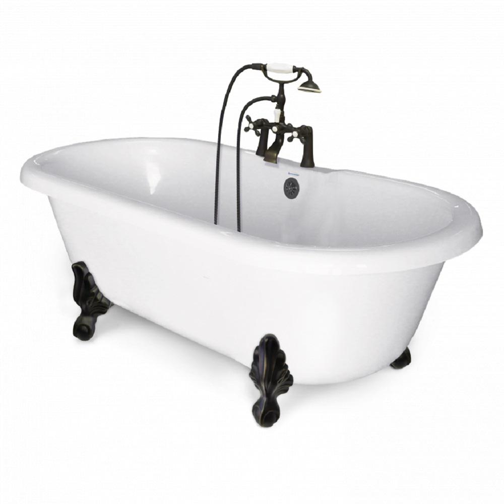 American Bath Factory 60 in. Acrylic Double Clawfoot Non ...