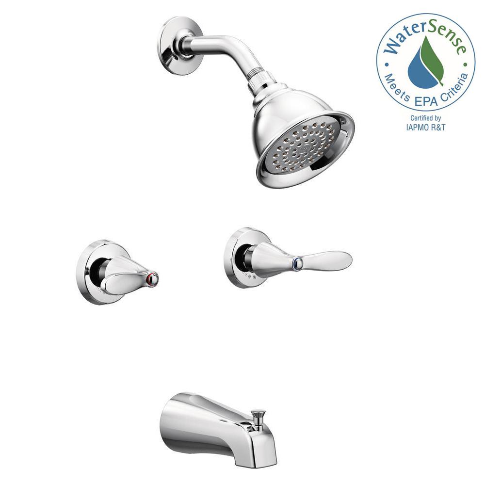 Moen Adler 2 Handle 1 Spray Tub And Shower Faucet With Valve In
