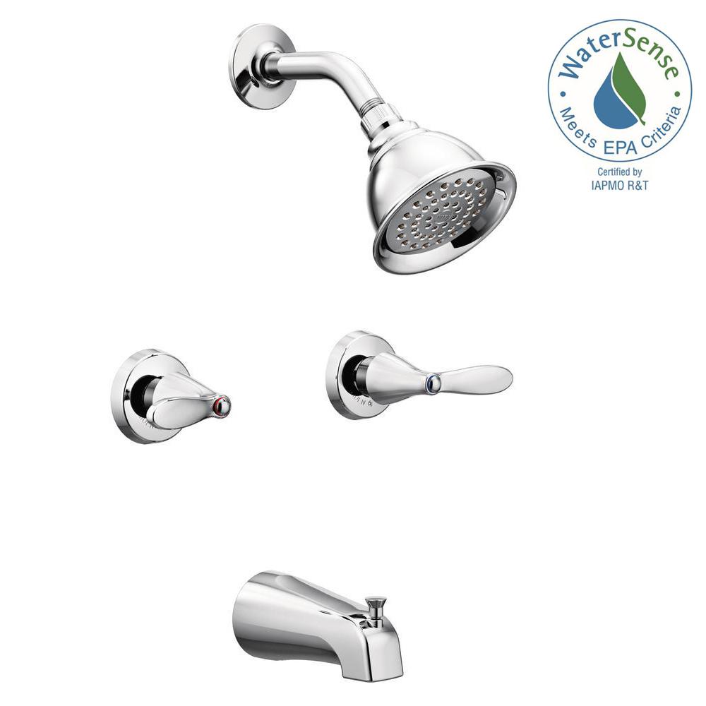 MOEN Adler 2 Handle 1 Spray Tub And Shower Faucet With Valve In