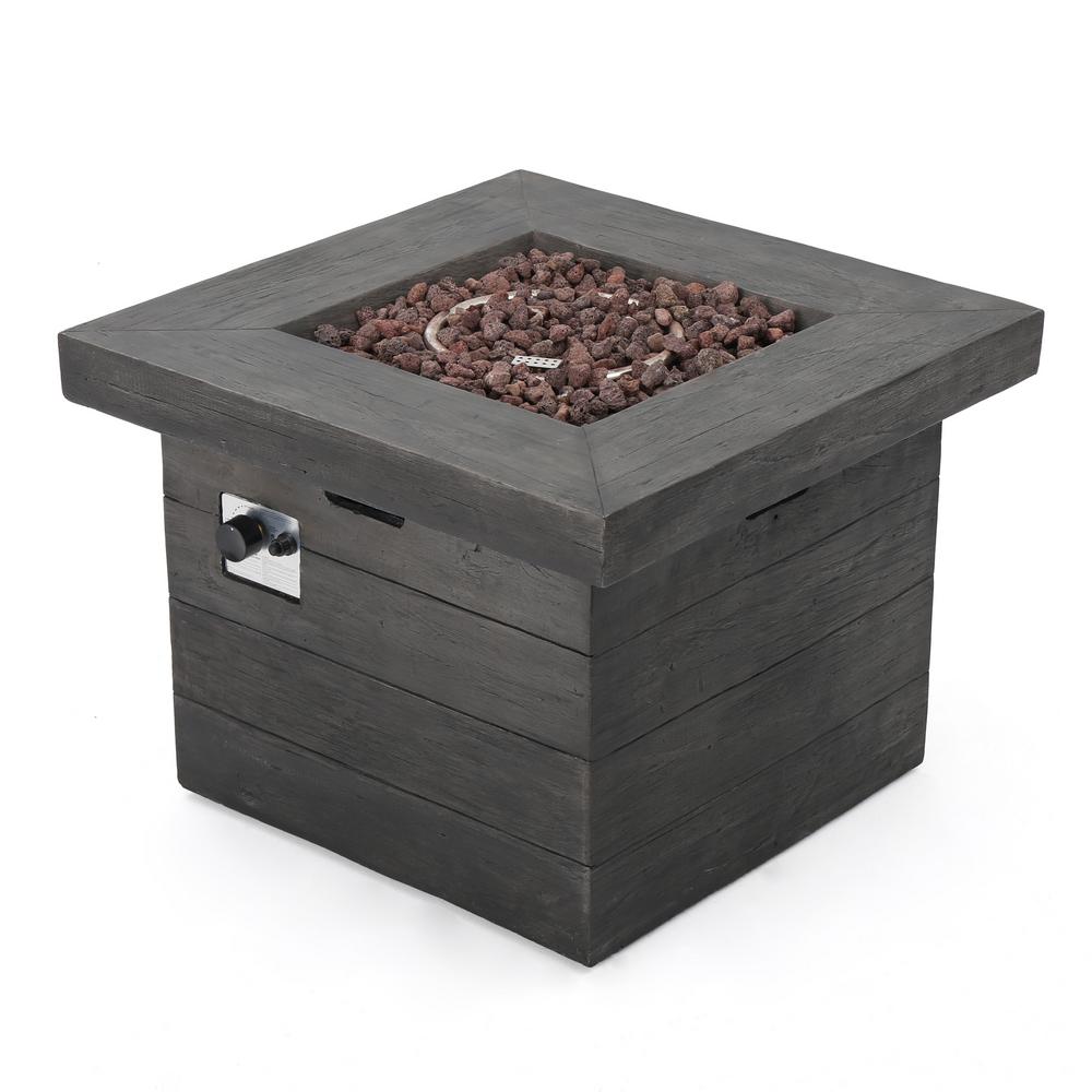 Noble House Dakota 32 In X 24 Square Magnesium Oxide Gas Fire Square Magnesium Oxide Gas Fire Pit In Gray