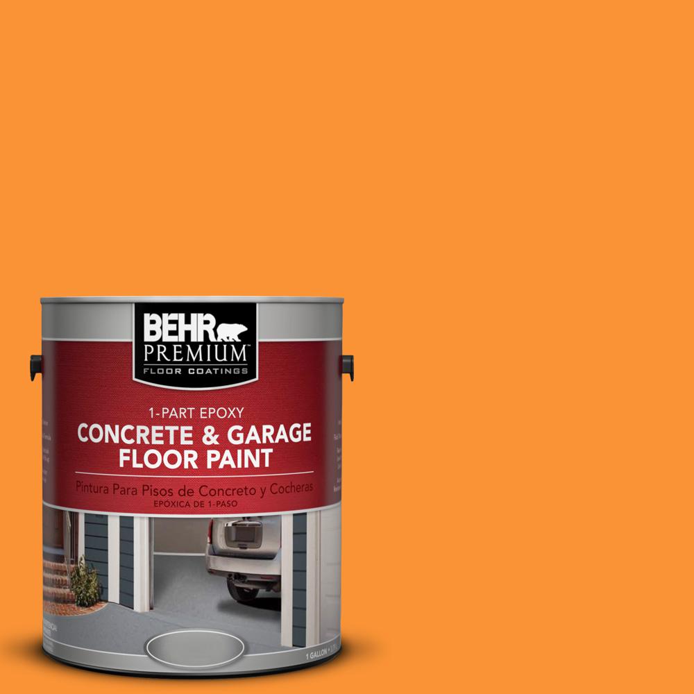 Behr Premium 1 Gal P240 7 Joyful Orange Part Epoxy Concrete And P240 7 Joyful Orange 1 Part Epoxy Concrete And Garage Floor Paint 93001 The Home Depot