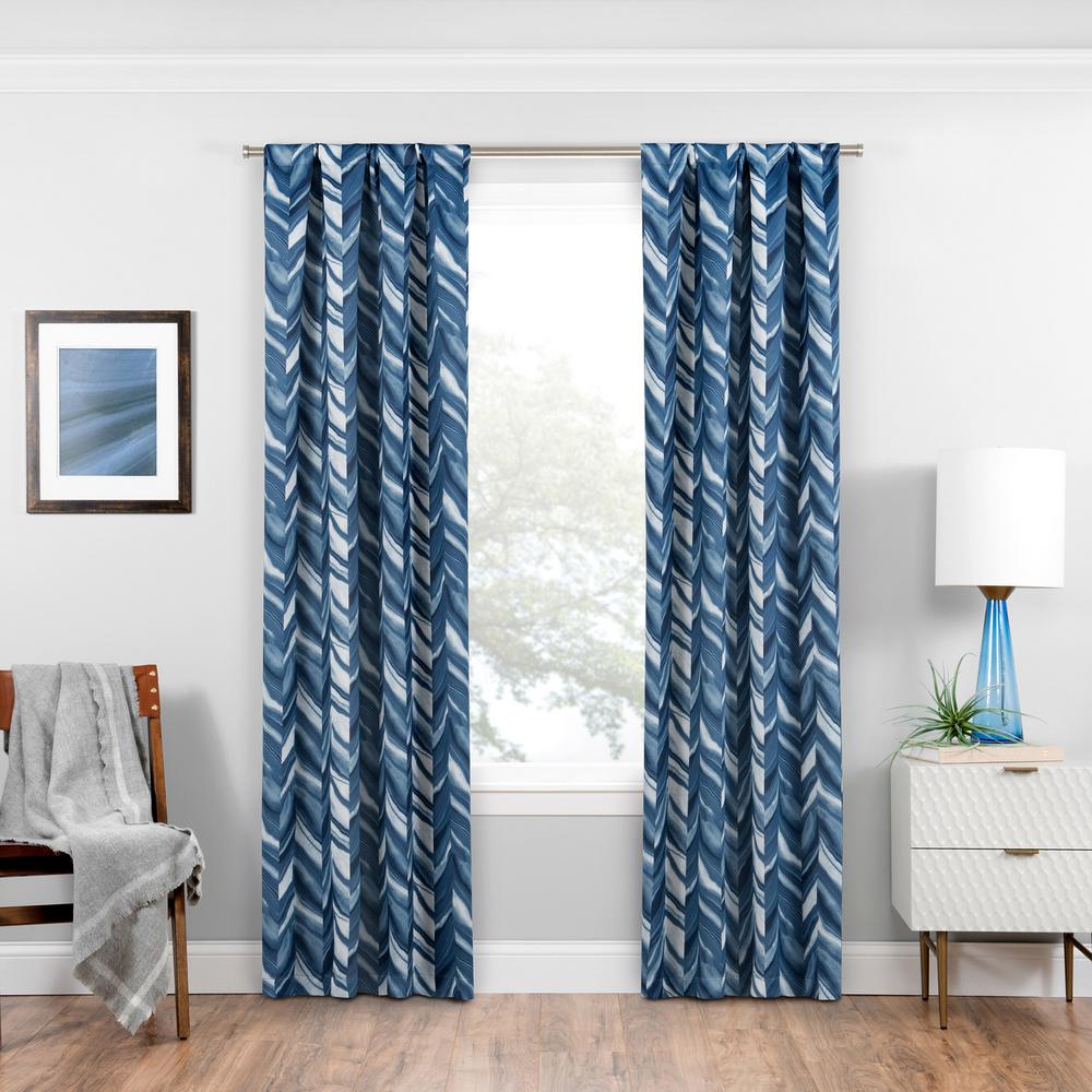 Eclipse Blackout Haley 63 in. L Indigo Rod Pocket Curtain