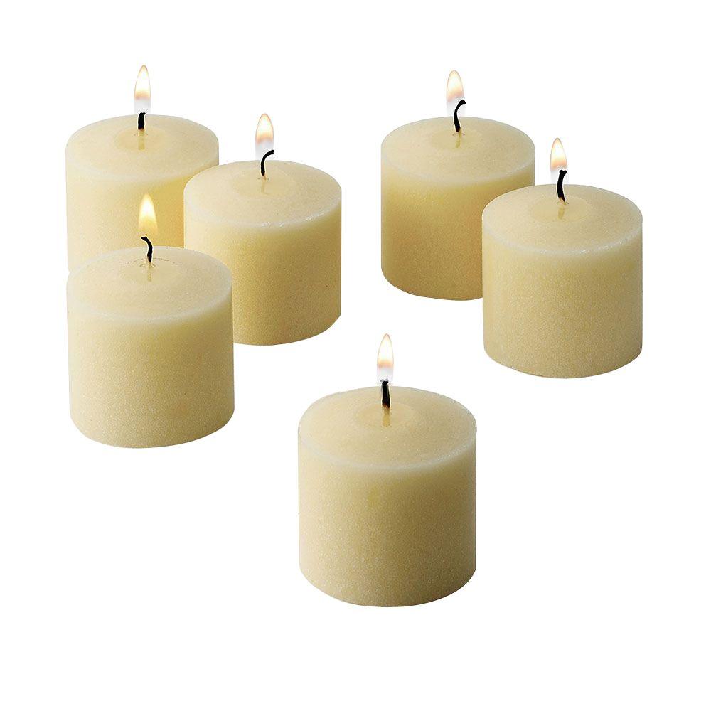 Light In The Dark Clear Glass Flower Pot Votive Candle Holders With Ivory Votive Candles Set Of