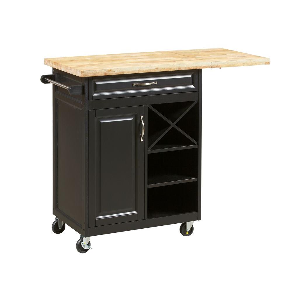 Lane 1-Drawer Laminate Kitchen Cart with Large Worktop in Black ...