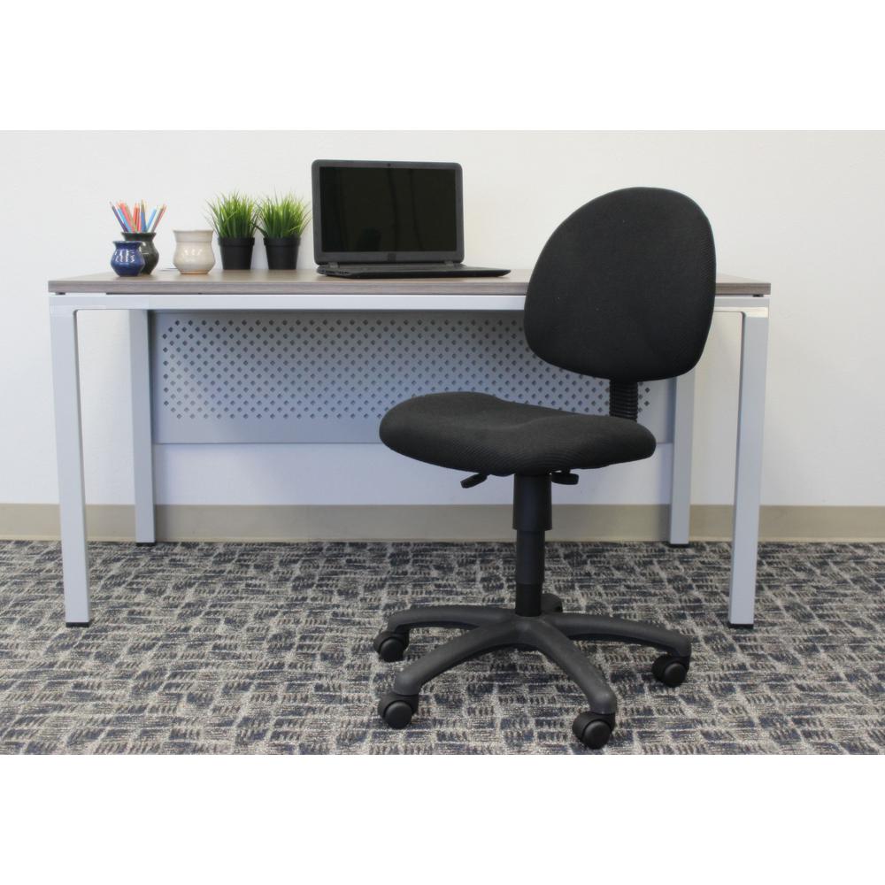 BOSS OFFICE HomePro Armless Task Chair. Black Tweed Fabric. Pnuematic