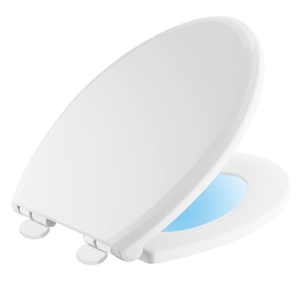 Delta Sanborne Elongated Closed Front Toilet Seat With NightLight In White-813902-N-WH - The ...