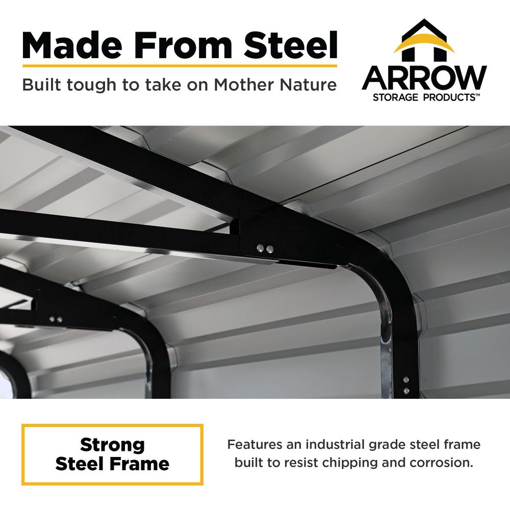 Arrow 20 Ft W X 20 Ft D Eggshell Galvanized Steel Carport Car Canopy And Shelter Cph202007 The Home Depot