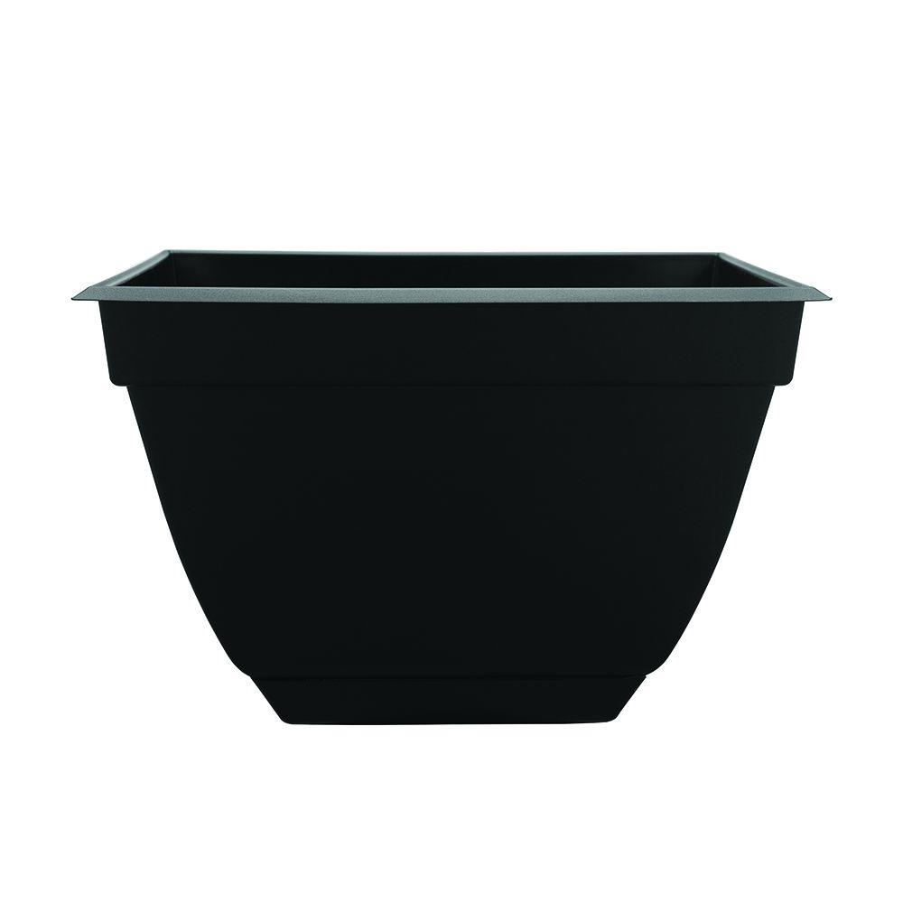 Dynamic Design Newbury 13.88 in. x 13.88 in. Black Poly Square Planter ...