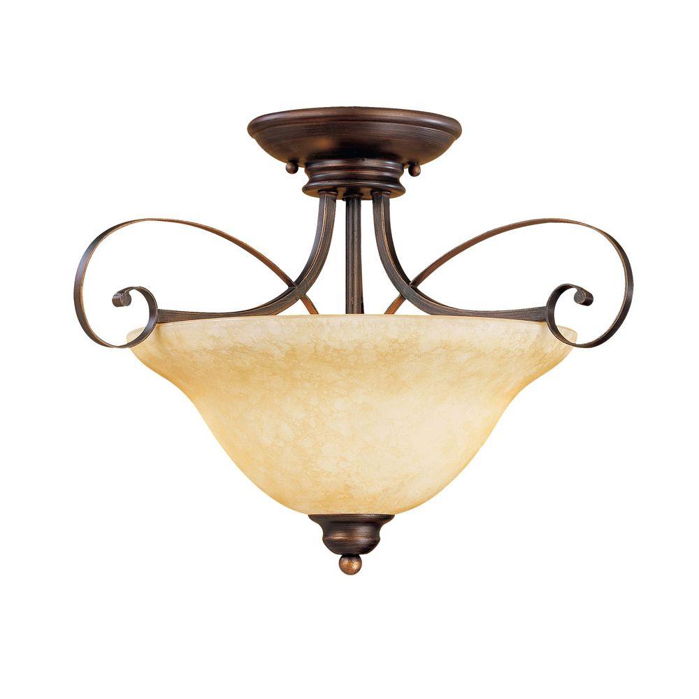 Millennium Lighting 2-Light Rubbed Bronze Semi Flush Mount with ...