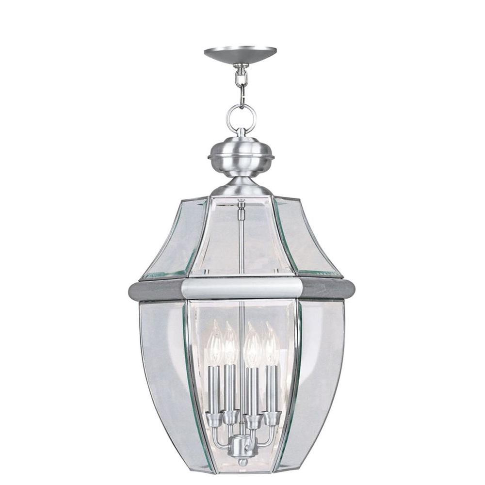 Brushed Nickel Outdoor Hanging Lights Ceiling Lighting Providence 4 Light Outdoor Brushed Nickel Incandescent Pendant
