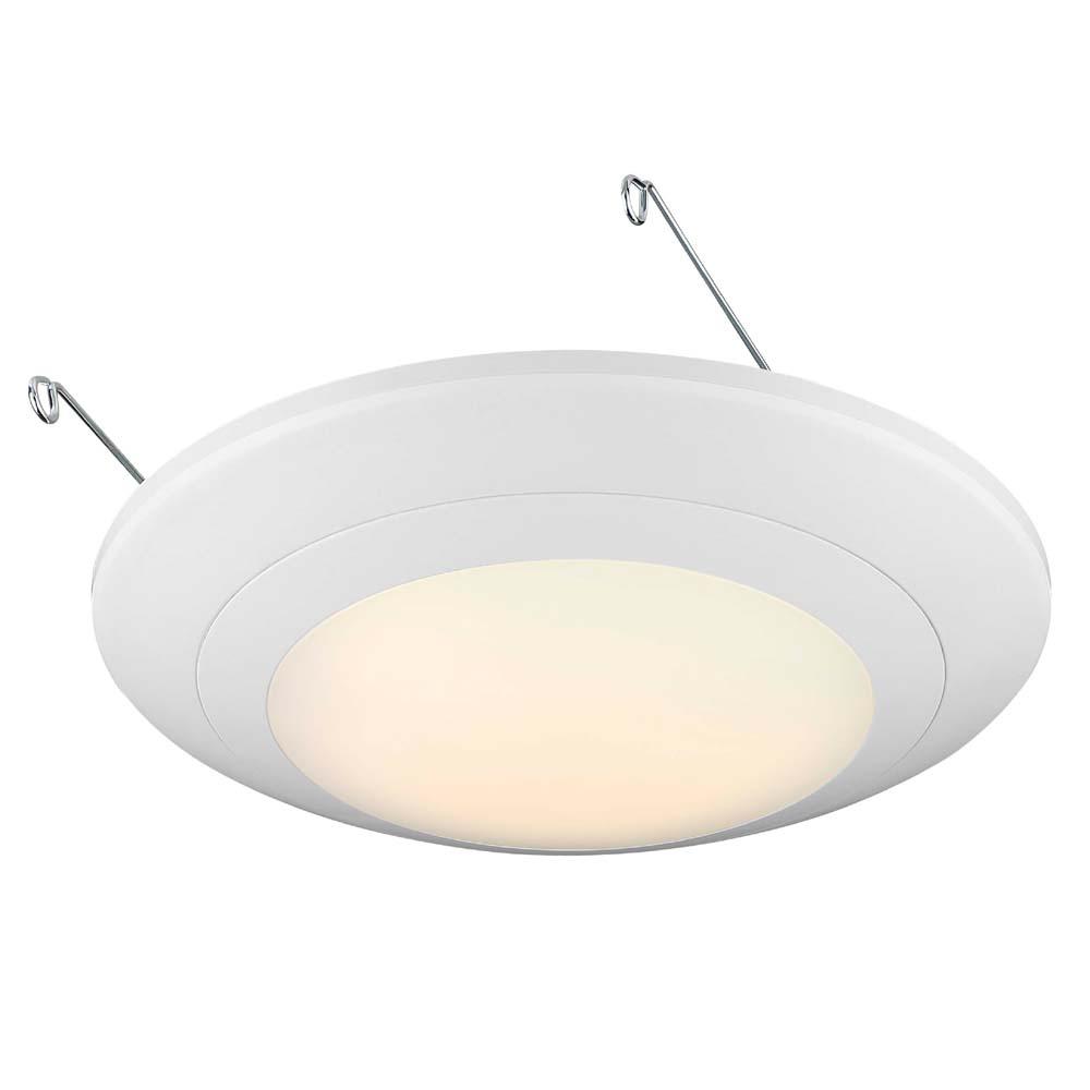 Envirolite 6 In White Integrated Led J Box Or Recessed Can Mounted Led Disk Light Trim 2700k Evdsk690wh27 The Home Depot