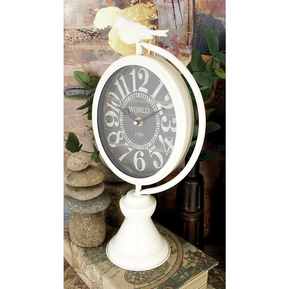 Litton Lane 17 In X 8 White And Black Iron Vintage Style Round White And Black Iron Vintage Style Round Table Clocks Set Of 2