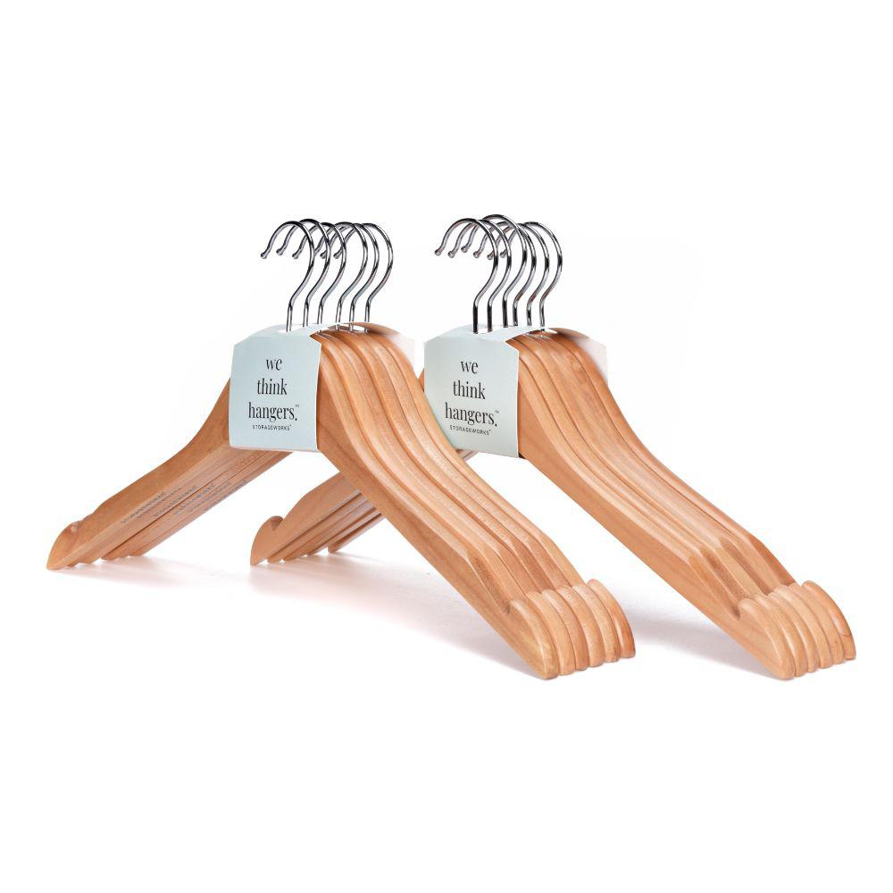 StorageWorks Natural Solid Hardwood Premium Hangers with Nonslip Pants