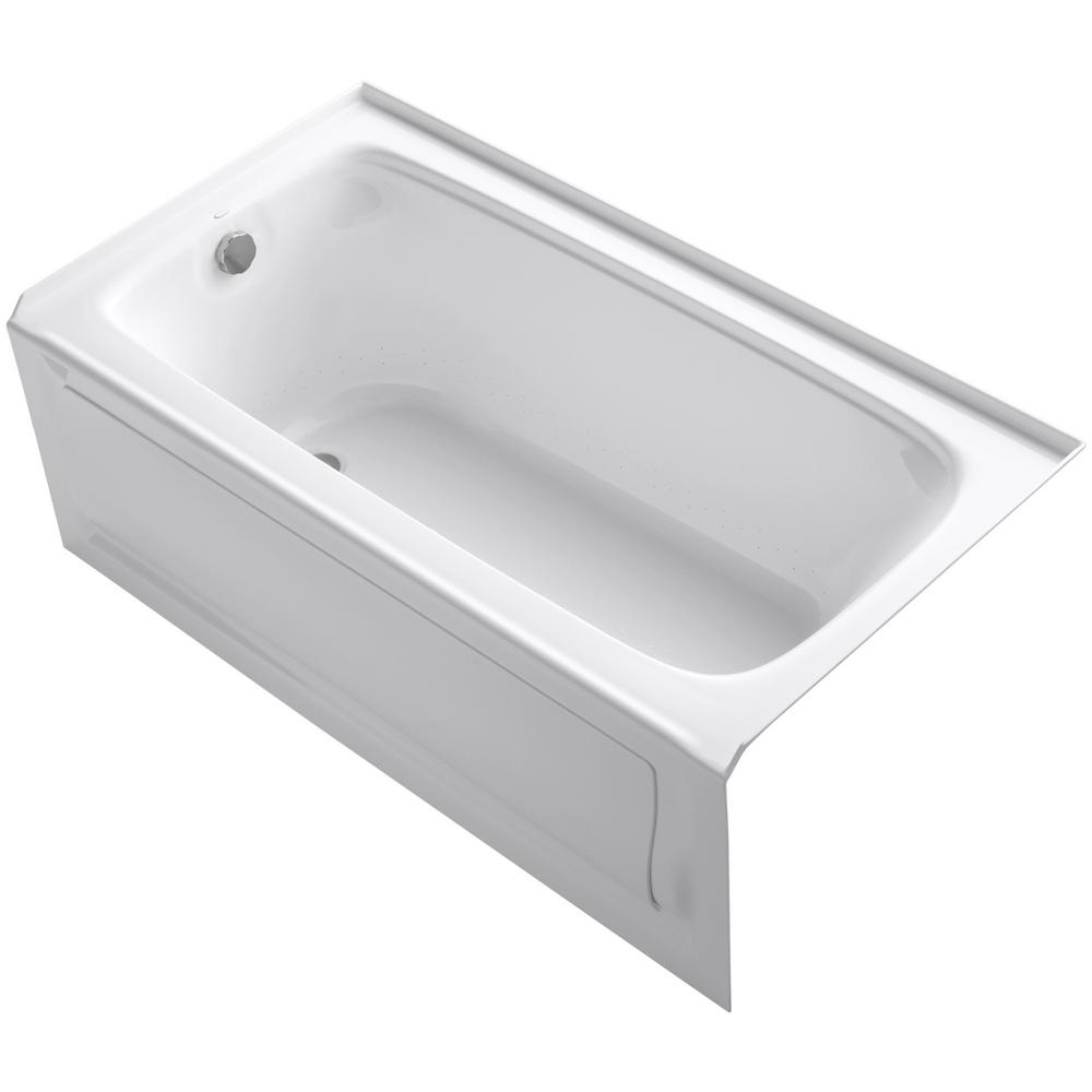 Kohler Bancroft Bubblemassage Acrylic Left Drain Rectangular Alcove Whirlpool Bathtub In White