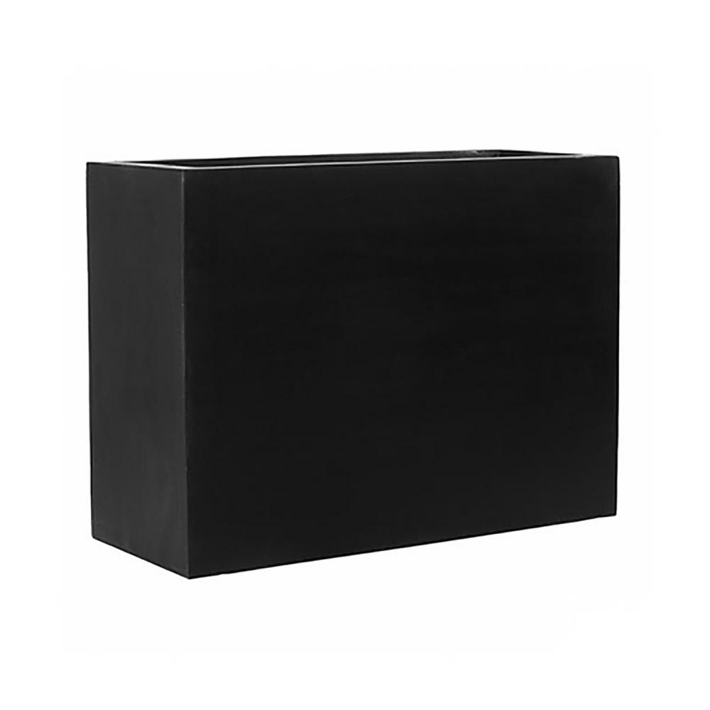Vasesource 23.5 in. x 17.5 in. x 47 in. Matte Black Fiberstone Planter