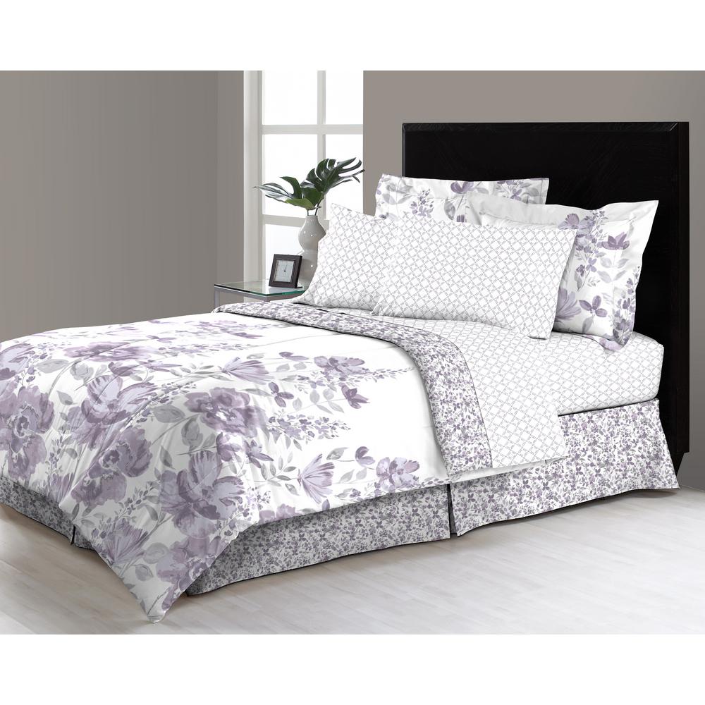 Freida Floral 8-Piece Queen Bed in a Bag Comforter Set